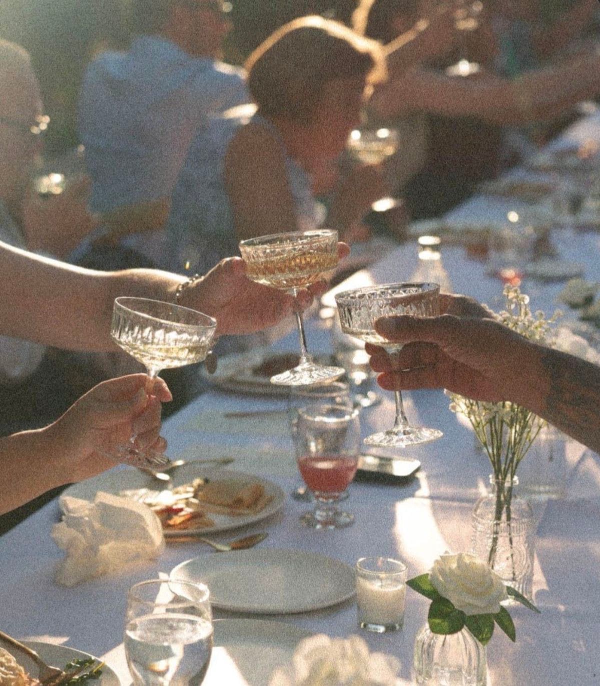 Garden party champagne toast