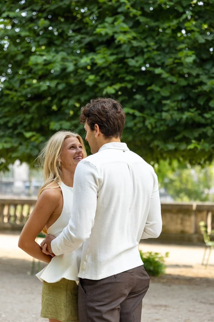 Andrew and Kayla in the garden in Paris