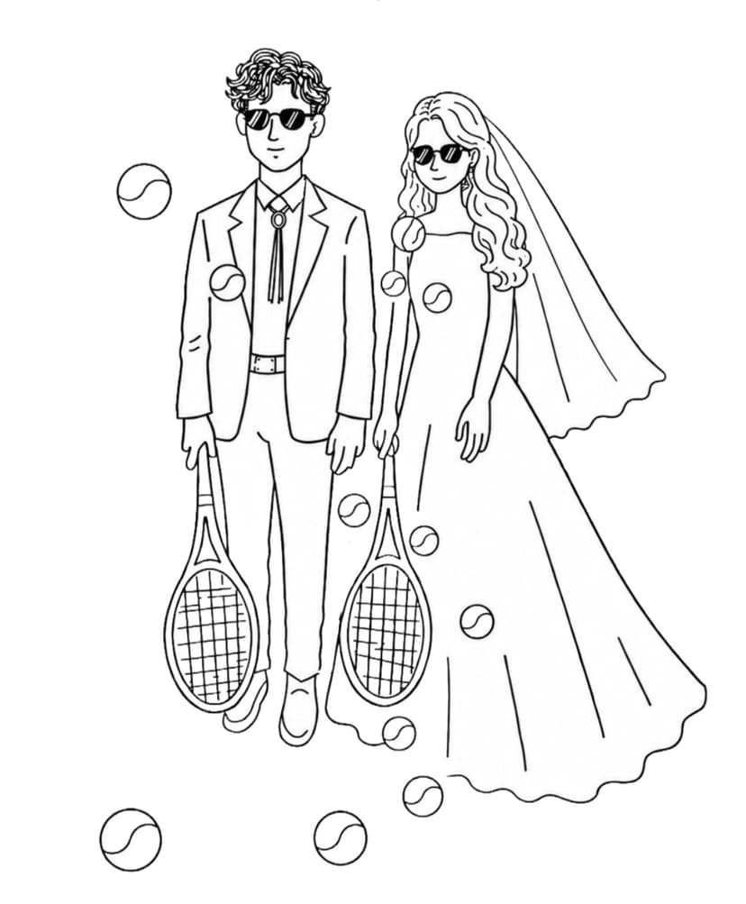 Andrew and Kayla with tennis rackets